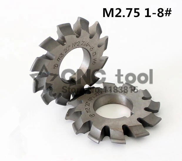 Free shipping 1PCS M2.75 Modulus PA20 degrees NO.1-NO.8 HSS Gear Milling cutter Gear cutting tools