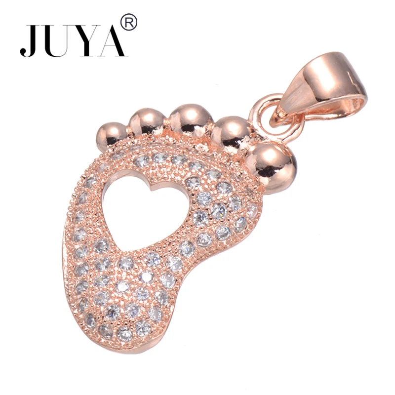 JUYA Cubic Zirconia Bicycle Baby Foot Charms Pendants DIY Handmade Jewelry Findings Accessories For Necklace Bracelet Making