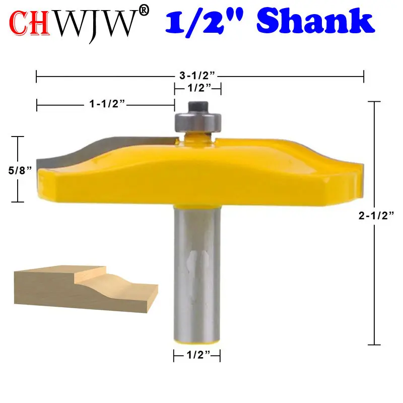 1pc 1/2" Shank Raised Panel Router Bit - Ogee Door - Large 3-1/2" Diameter Woodworking cutter Tenon Cutter for Woodworking Tools