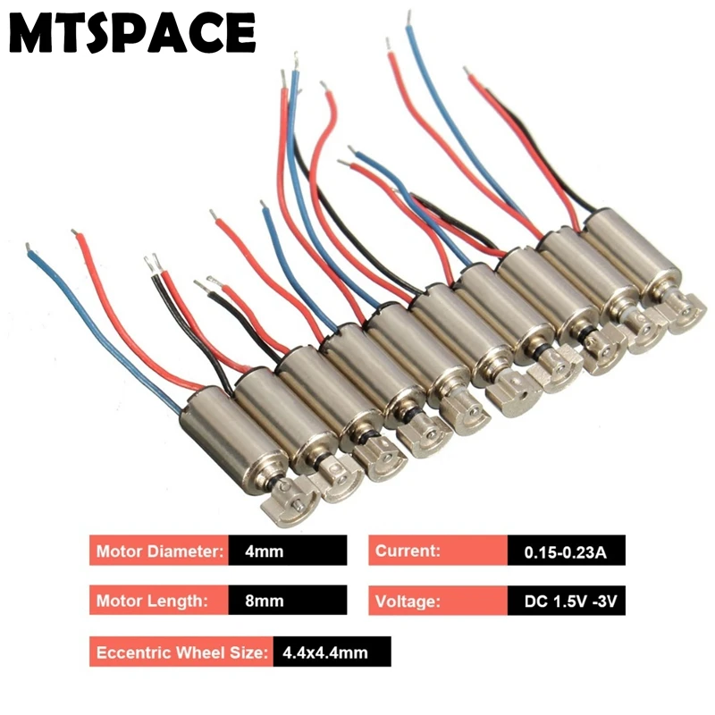 MTSPACE 10pcs/Set 4x8mm DC 1.5-3V Micro Cell Phone Coreless Vibration Motor Vibrator Mini Massage Motor for SANYO High Quality