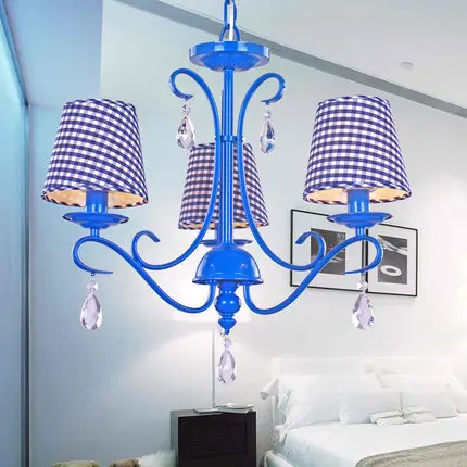 

American Iron Blue Crystal Chandelier dining room bedroom minimalist modern Mediterranean lamps