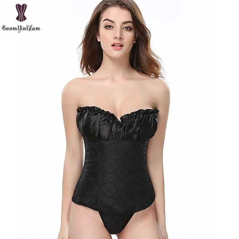 

Cheaper Price 5 colors choices zipper side plus size waist trainer body shaper bridal corselet brocade corset and bustier 864