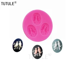 Lover Bird Cake Siliconen Mal Biscuit Polymeer Klei Hars Vogels Flexibele Push Vogel Schimmel Voor Hars Polymeer Snoep Chocolade Schimmel