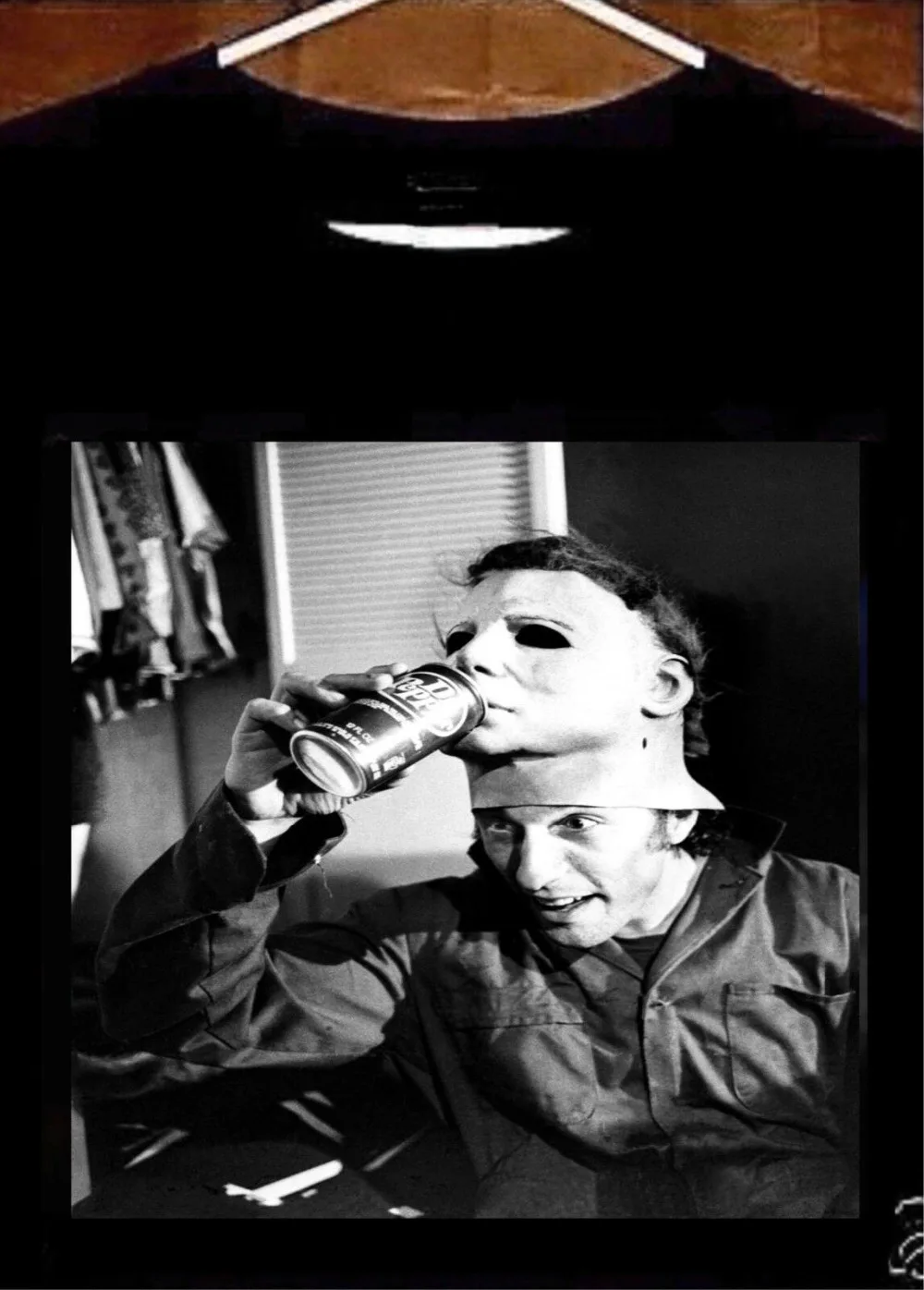 Michael Myers T Shirt; Nick Castle Michael Myers Drinking Dr Pepper 2019 New Summer Men;s 100% Cotton Cool Short Sleeve Shirts