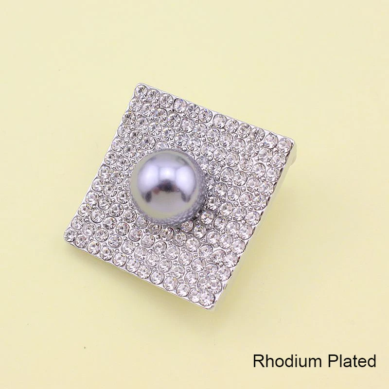 TANGTANG Brooches For Women Simulated Pearl Square Brooch With Rhinestone Pendant Brooch Pin Wedding Decoration Jewelry Pins