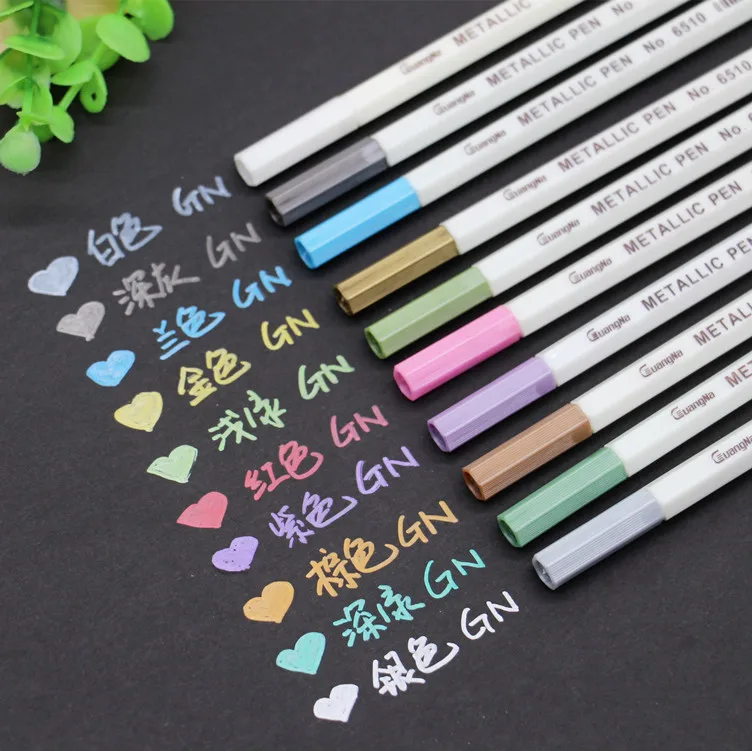 10Pcs/Lot New Drawing Painting Marker Pens 10 Colors Pen for Black Paper Art Supplies Marker Stationery Signature Pen