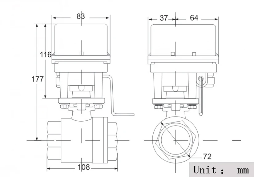 DC12V/DC24V two-way electric ball valve,G1 1/2