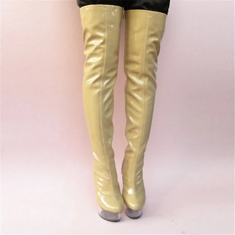 Ultra 15cm Sexy Over-The-Knee Boots Fashion Soft PU Leather Thigh High Boots Sexy Long Boots For Women