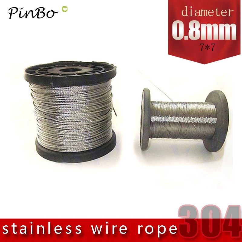 

100M 304 stainless steel wire rope alambre cable softer fishing lifting cable 7X7 Structure 0.8mm diameter