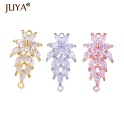Jewelry Findings Components Luxury Cubic Zirconia Crystal Flower Connectors For Diy Bracelets Necklace Earrings Accessories