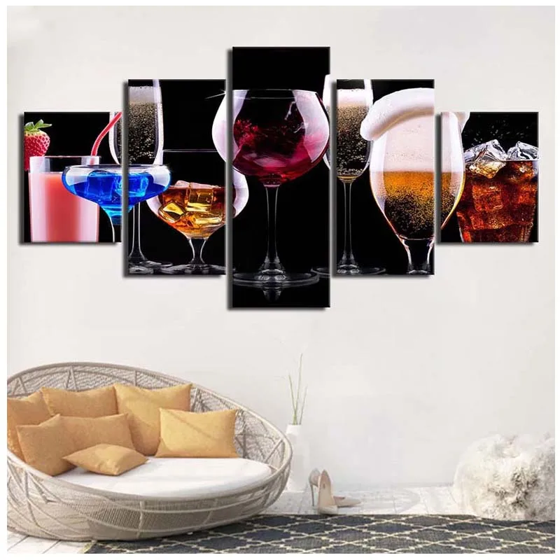 

5pcs Diy diamond Painting Color Wine Glasses Cocktail cross stitch mosaic sticker 5d diamond embroidery sales Bar decorZP-221