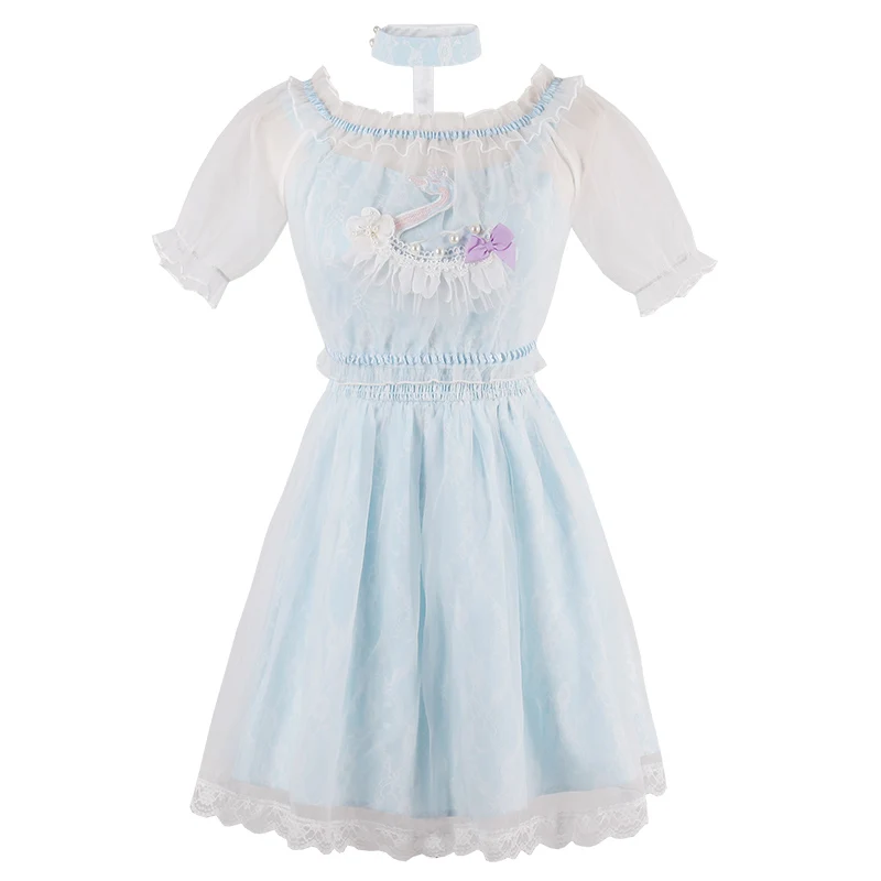 Princess sweet lolita dress abito in Chiffon Candy Rain Princess dress collar sweet slim line C22AB7076