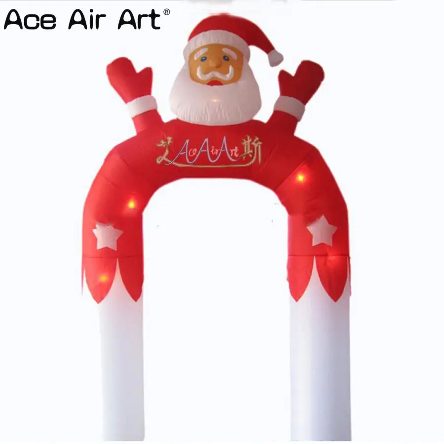 

High Quality New Design Lighted Inflatable Christmas Santa Claus 3D Shape Arch Door Entrance Way for Decor