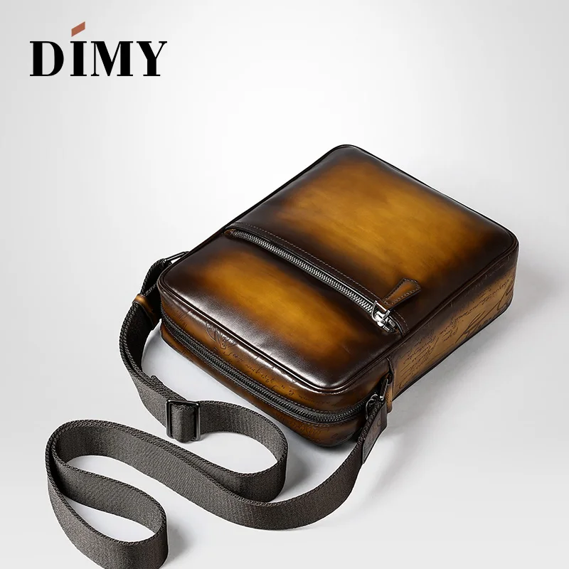 DIMY Messenger Bags Vintage Men Shoulder bag Genuine Leather Mens Crossbody Bags for Messenger men Leather bags Handbags