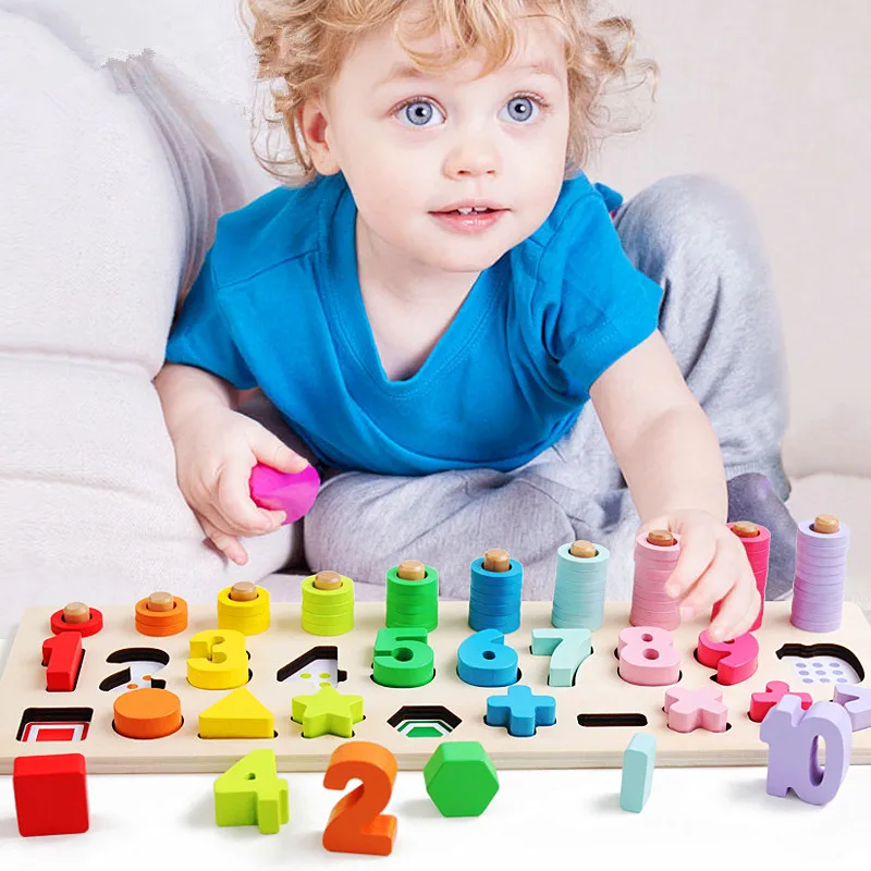 

Children Wooden Montessori Materials Learning To Count Numbers Matching Digital Shape Match Early Education Teaching Math Toys