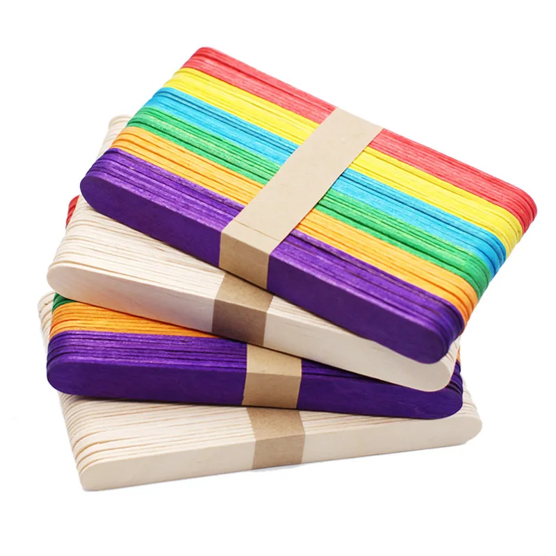 

12000pcs/lot Colored Wooden Popsicle Sticks Natural Wood Ice Cream Sticks Kids DIY Hand Crafts Art Ice Cream Lolly Cake Tools