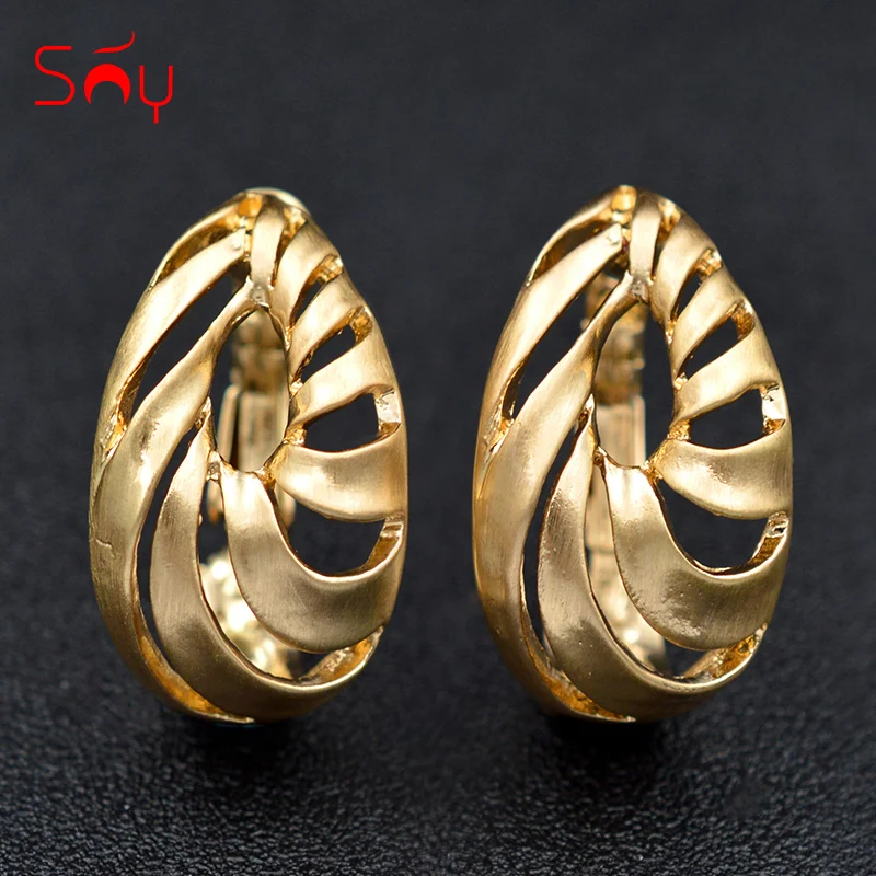 Sunny Jewelry Fashion Jewelry 2021 Clip Earrings For Women Exquisite Jewelry Alloy Hollow Out Water Drop For Party Wedding Daily