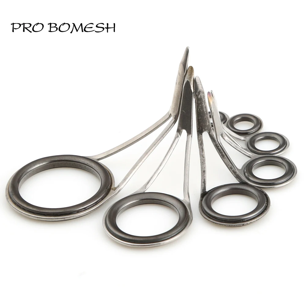 Pro Bomesh 16.9g 9pcs/Kit Spinning Fishing Rod Guide Set Kit SIC Ring Stainless Steel Guide DIY Fishing Guide Rod  Accessory