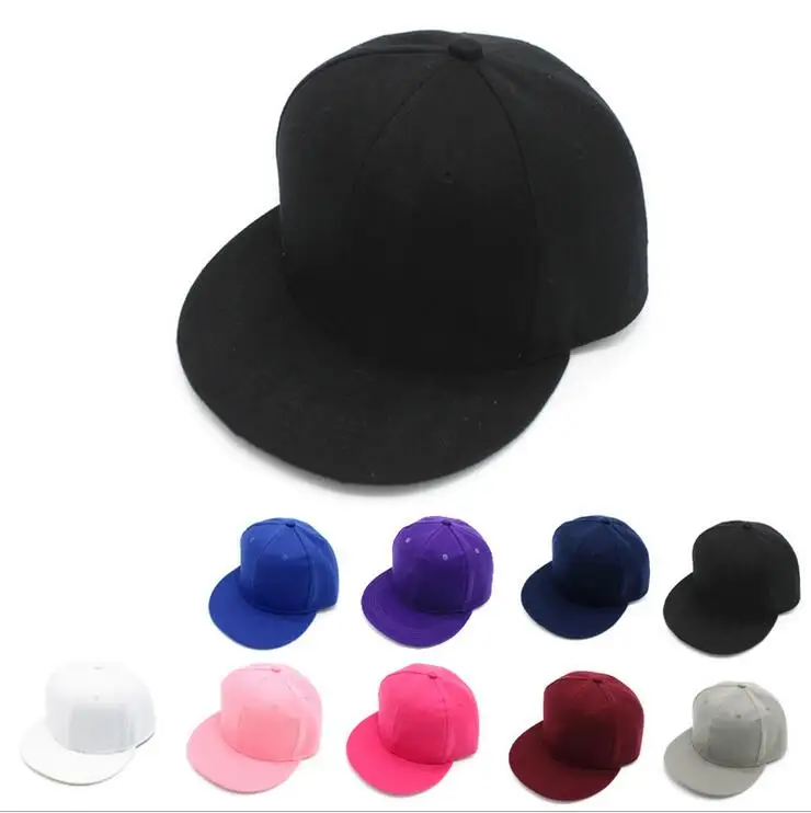 

Wholesale High Quality Plain Design Solid 9 Colors 6 Panel Acrylic Snapback Cap And Hat, 6pcs One Set, We Accept Custom Design