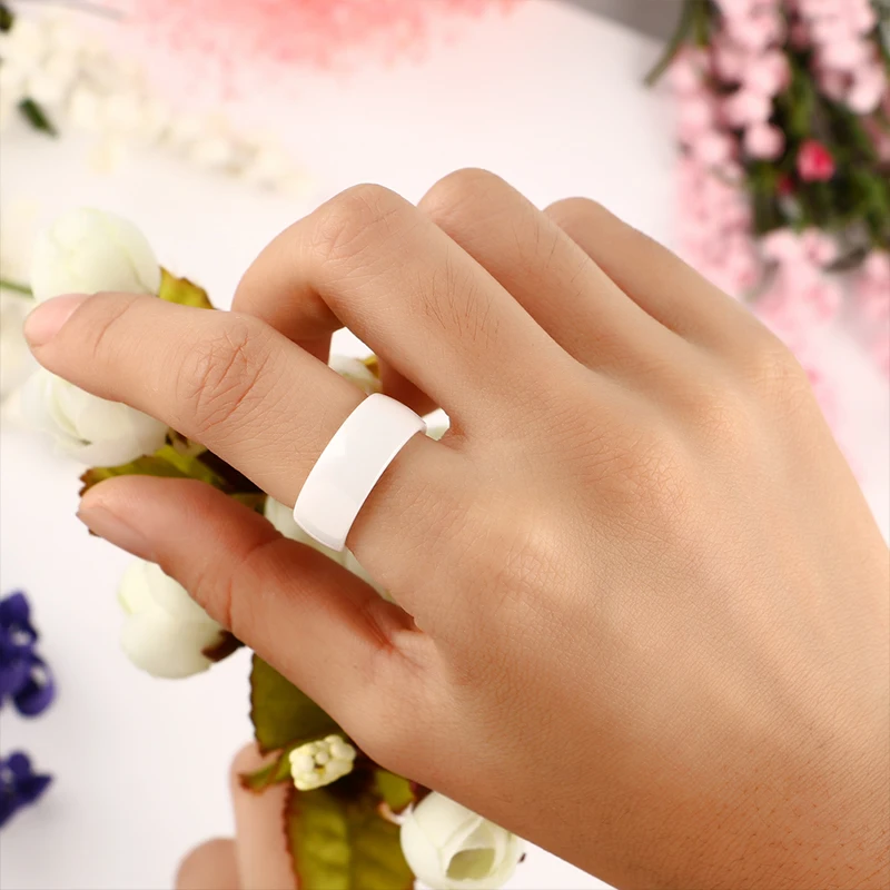 8MM Width Smooth Men Rings Comefor Fit White Ceramic Rings For Women Men Wedding Party Anniversary Jewelry Wholesale