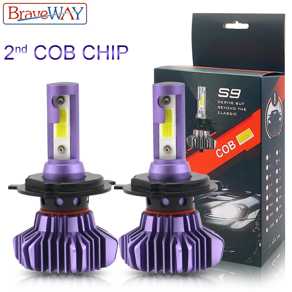 

BraveWay 2nd COB Chip LED Car Headlights Diode Bulbs H1 H7 H4 LED H8 H11 HB3 9005 HB4 9006 Far Middle Beam Farol LED Lamp Car