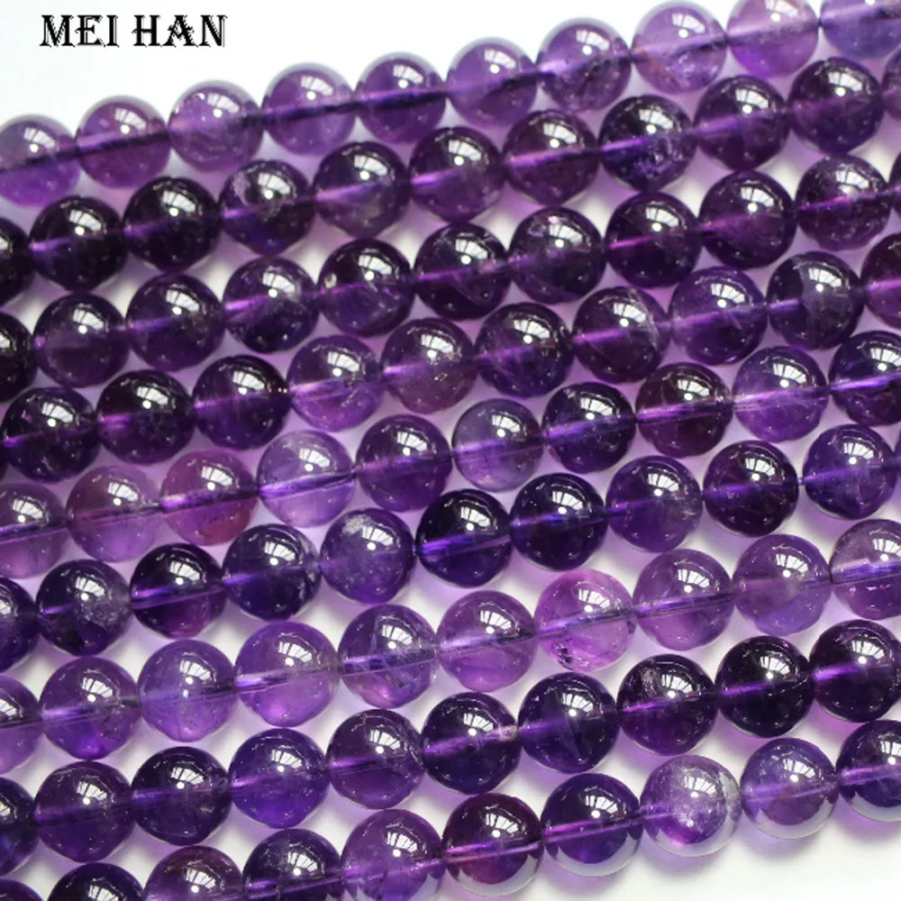 Meihan (Free Shipping) Natural Brazil A+ Amethyst  6mm 8mm smooth round beads for jewelry making bracelet DIY