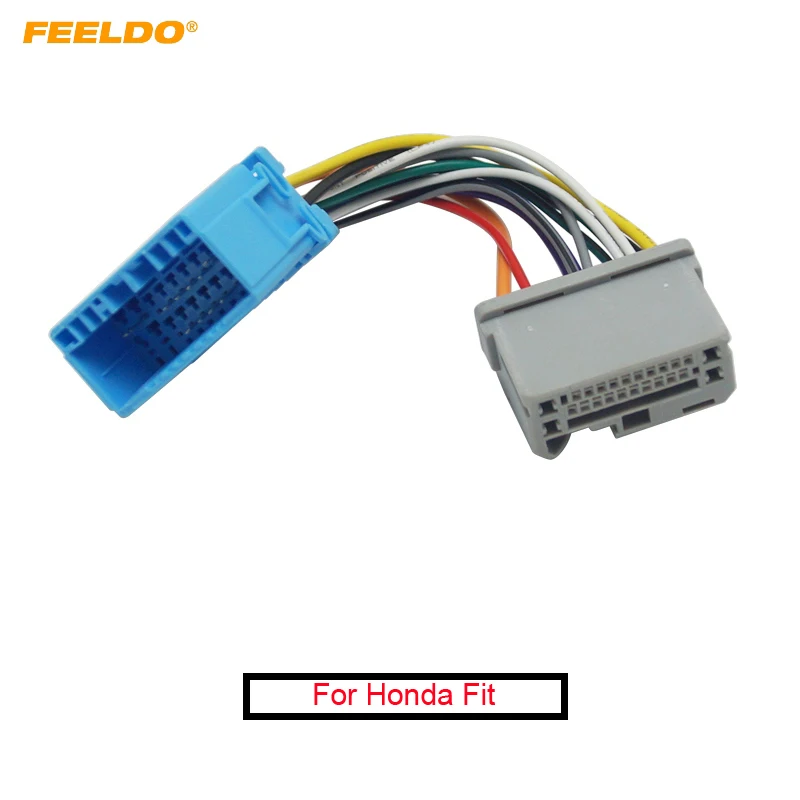 FEELDO 1PC Car Stereo Audio Wire Cable Adapter For Honda Fit Transfer Wire Harness Convert Cable 1.3CD To 1.5CD Head Unit