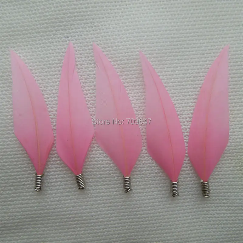 

Pink Feather!20pcs/lot!5cm LIGHT PINK Curved Goose Quill Feathers,PINK Goose Feathers with SPRING FASTENERS for jewelry making