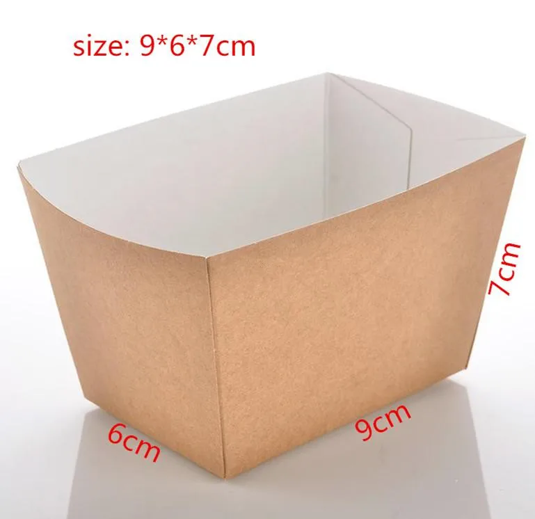 

100pcs/lot-9*6*7cm Disposable Kraft Paper French Fries Box Fried Chicken Popcorn Dessert Storage Box DIY Party Food Package