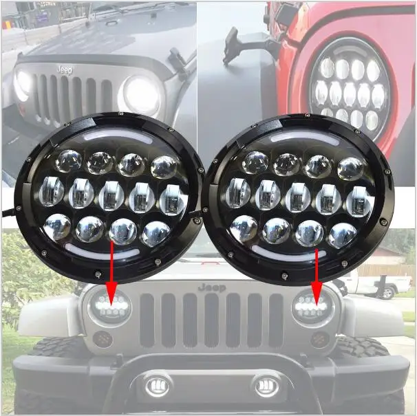 

2 piece 7"LED headlight 78W round LED Headlight With DLR Light Super Bright Leds For JEEP Wrangler