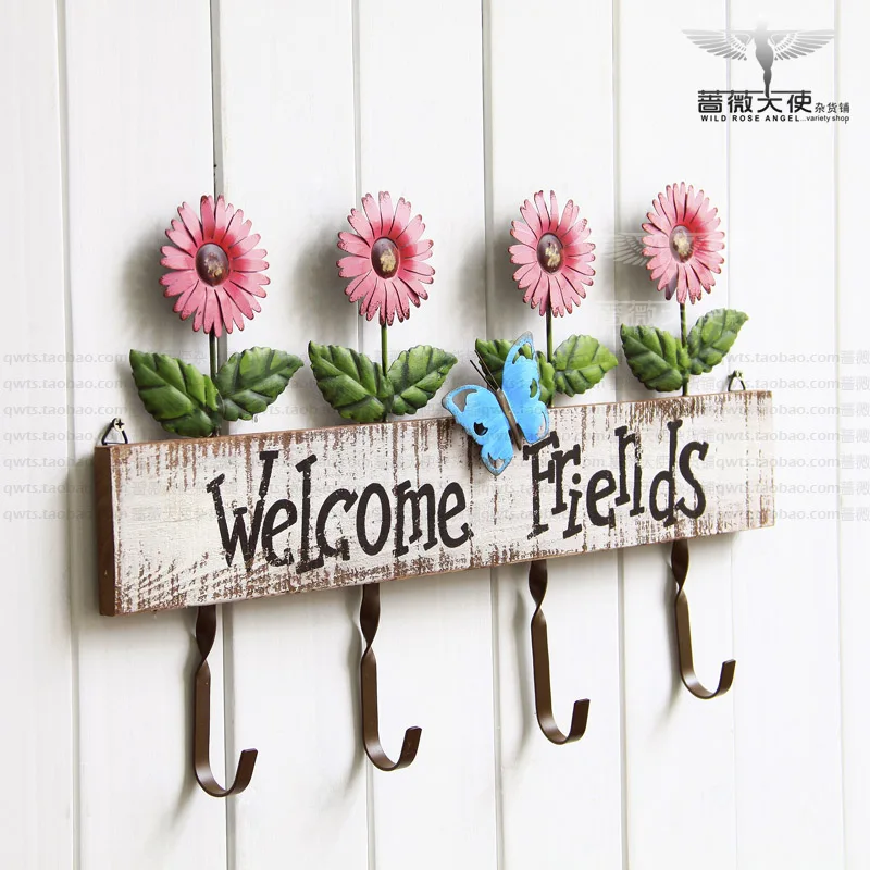 European retro pastoral countryside for old wrought iron hook coat hooks coat hooks sunflowers fashion Mural 2 election