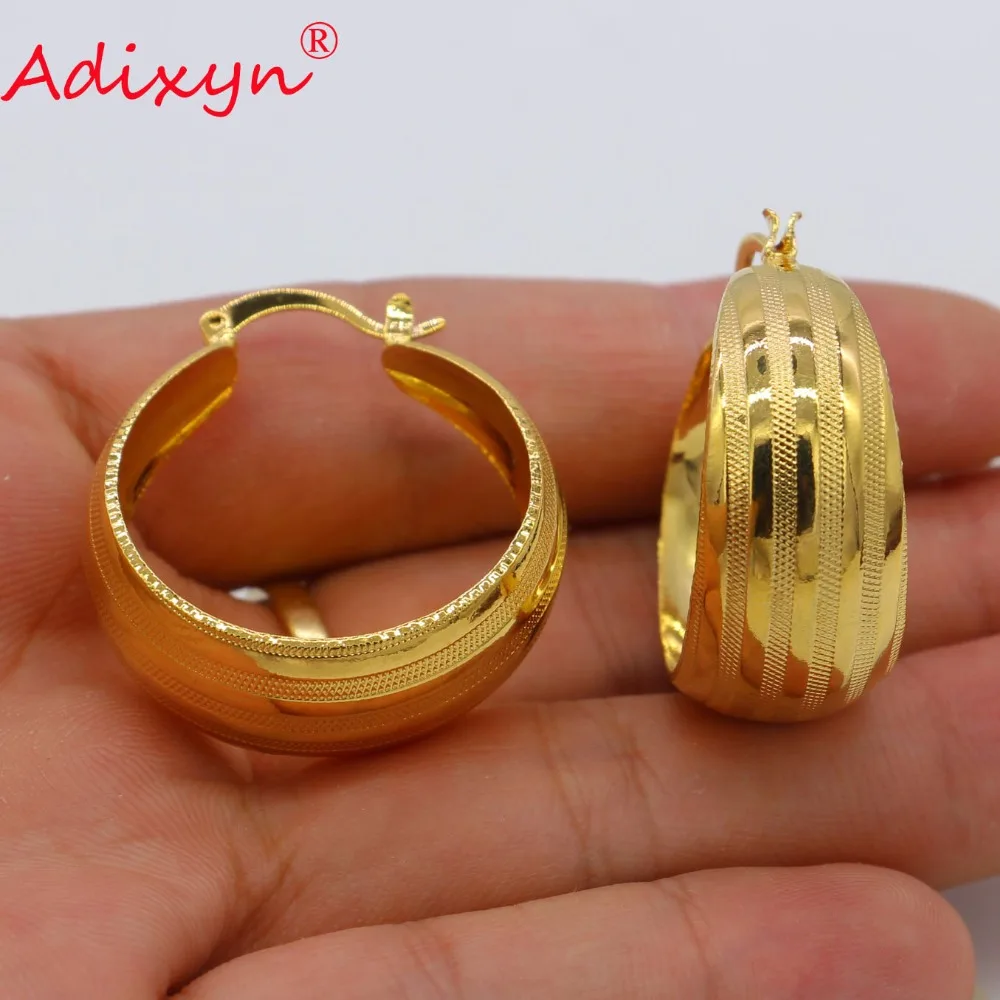 Adixyn Big Circle India Gold Hoop Earrings for Women/Girls Gold Color Party Jewelry Drop Style Earring Gifts N06225