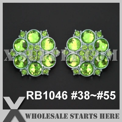 Color Option: RB1046A #38~#55 Silver Nickel Base Rhinestone Acrylic Button