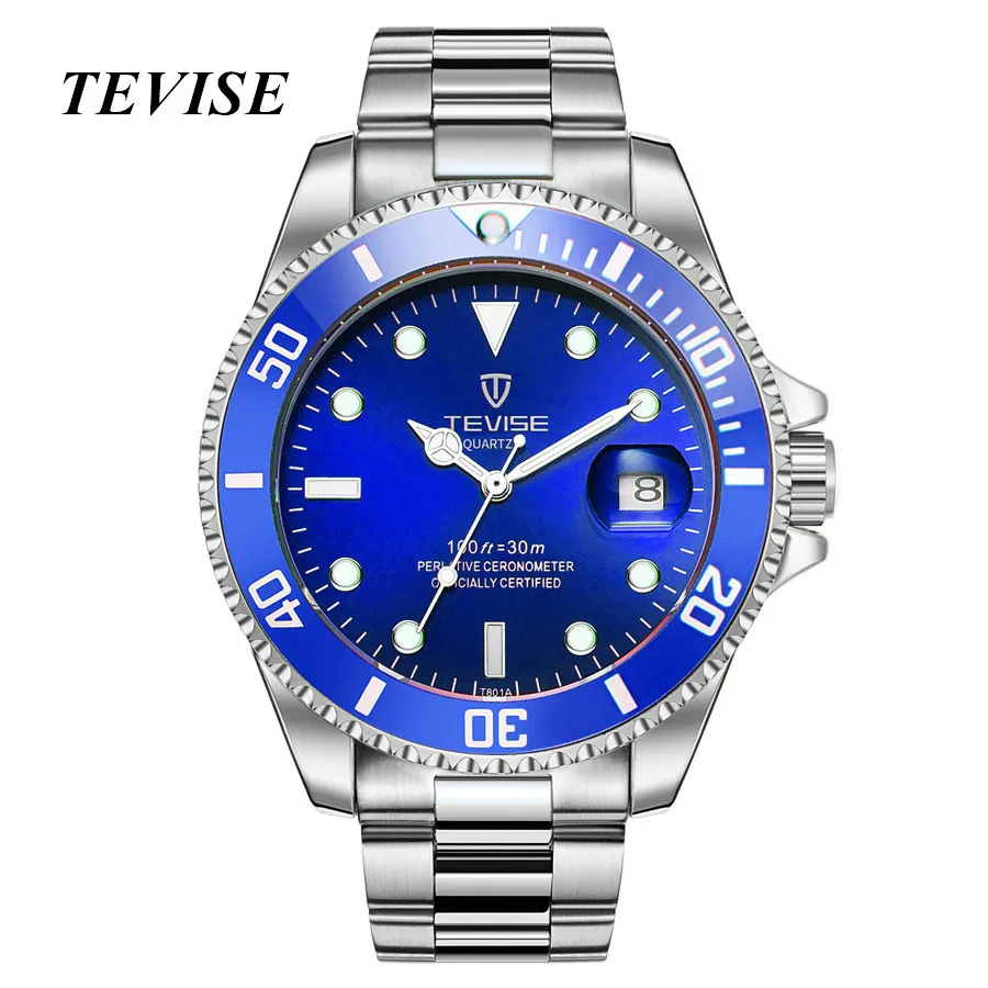 Watches Men Luxury Brand TEVISE Fashion Waterproof Quartz Watch Sport Stianless Steel Wristwatch Male Clock Relogio Masculino