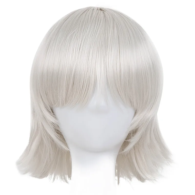 Short Wig Fei-Show Synthetic Silver Wavy Hair Cartoon Role Costume Cos-play Salon Party Hairpiece