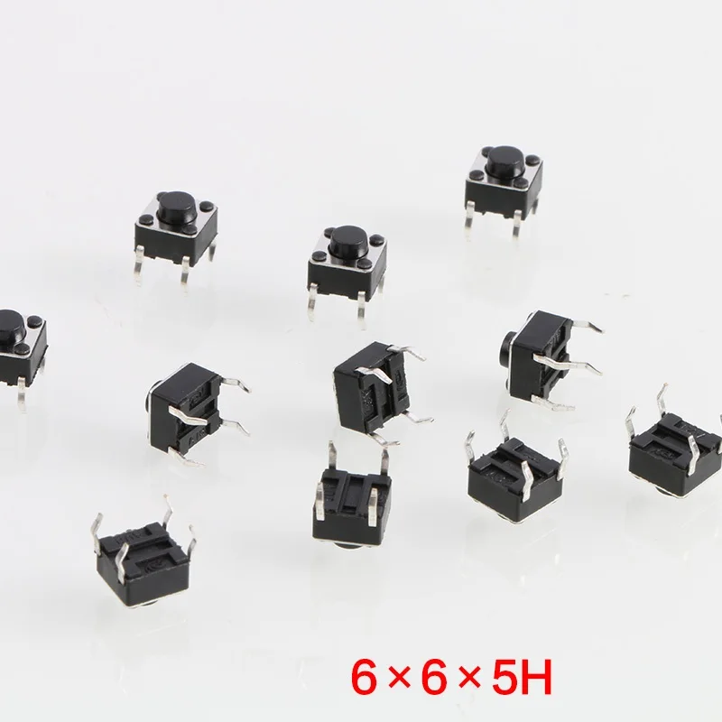 100Pcs Tactile Push Button Switch Tact Switch 6X6X5mm 4-pin DIP