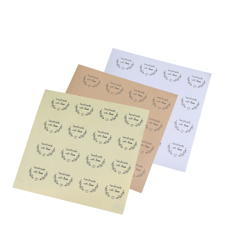 160 Stück/Los, süße Liebes-Girlande, handgefertigt mit Liebe, aus Kraftpapier, weiß, transparent, zum Selbermachen, für Geschenke, Kuchen, Backen, Versiegelung, Aufkleber – Detail 6