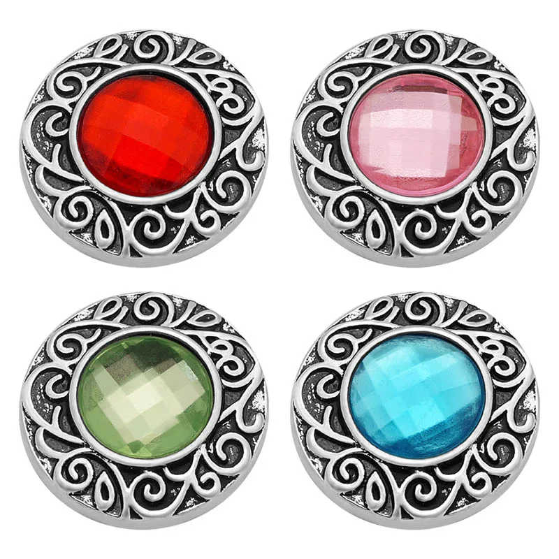 New beauty Rhinestone Pattern 18mm snap buttons fit DIY 18MM snap buttons snap jewelry KZ3343 wholesale