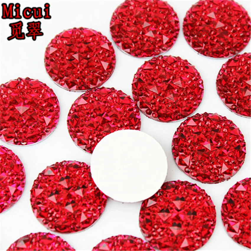 Micui 50pcs 20mmCrystal Resin Round flatback Resin Rhinestones Stone Beads Scrapbooking crafts Jewelry Accessories MC414