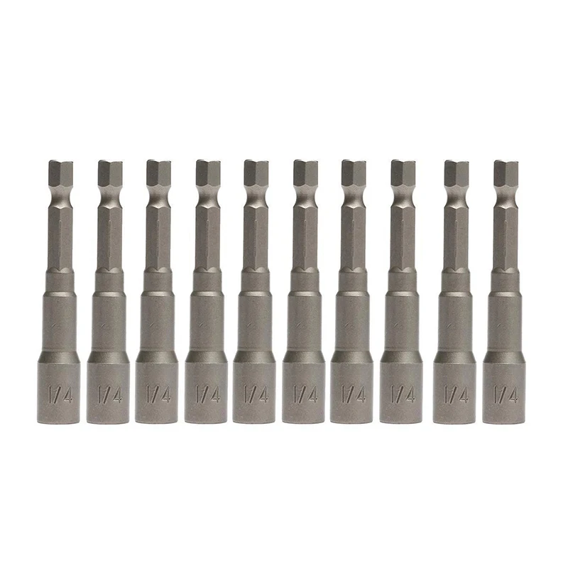 10Pcs/Banyak 1/4 ''Hex Magnetik Mur Driver Set Socket Power Bor Bit Pemegang Setter 65Mm