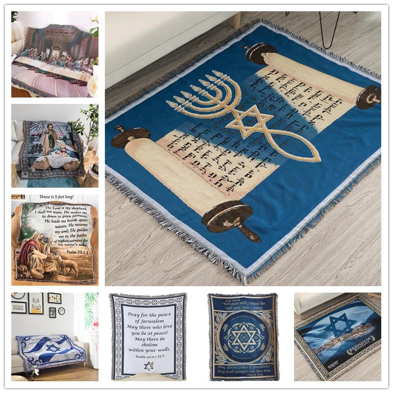 Israel Prayer Blanket Carpet Tapestry Sofa Knit Throw Towel Christian Gift Livingroom Bed Blanket Middle East Decorative Blanket