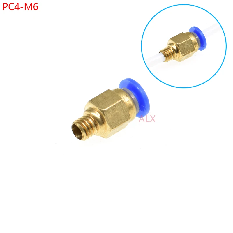 5pcs PC4-M6 PC4 M6 Brass Quick Straight Push In Pneumatic Fitting To Connector for 3d printer parts MK8 OD 4mm 2mm Tube Filament