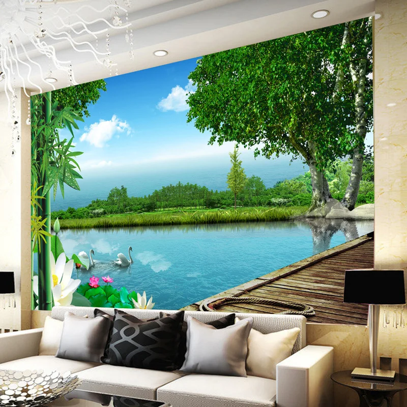 

beibehang papel de parede 3d large living room TV background wallpaper mural wallpaper non-woven wallpaper pastoral landscape