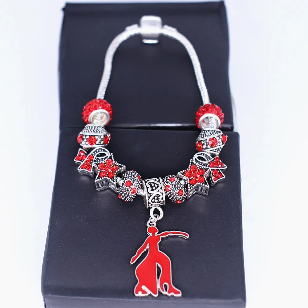 DOUBLE NOSE Greece Greek Sorority Fraternity Brotherhood DST Red Delta Fortitude Bracelets Snake Chain Big Hole Beads Jewelry