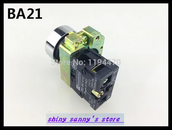 1Pcs BA21 XB2-BA21 Black Self-reset Momentary Flush Pushbutton 1 N/O Flat Push Button Switch Brand New