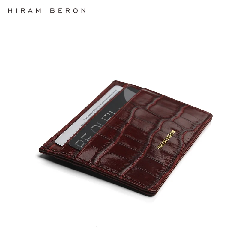 Hiram Beron Make Your Own Case Gift for Women Small Wallets Italian Leather Card Holder Crocodile Pattern Dropship