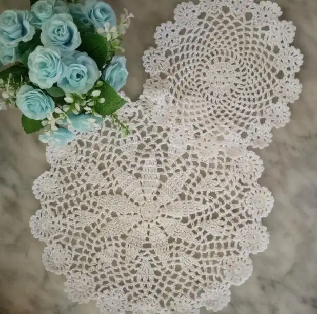 Round cotton table place mat Cloth crochet placemat wedding coaster handmade Christmas kitchen Table decoration and accessories