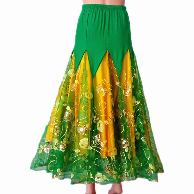 green women ballroom dance skirts ballroom practice skirt flamenco skirt waltz dance skirt dance wear modern dance costumes