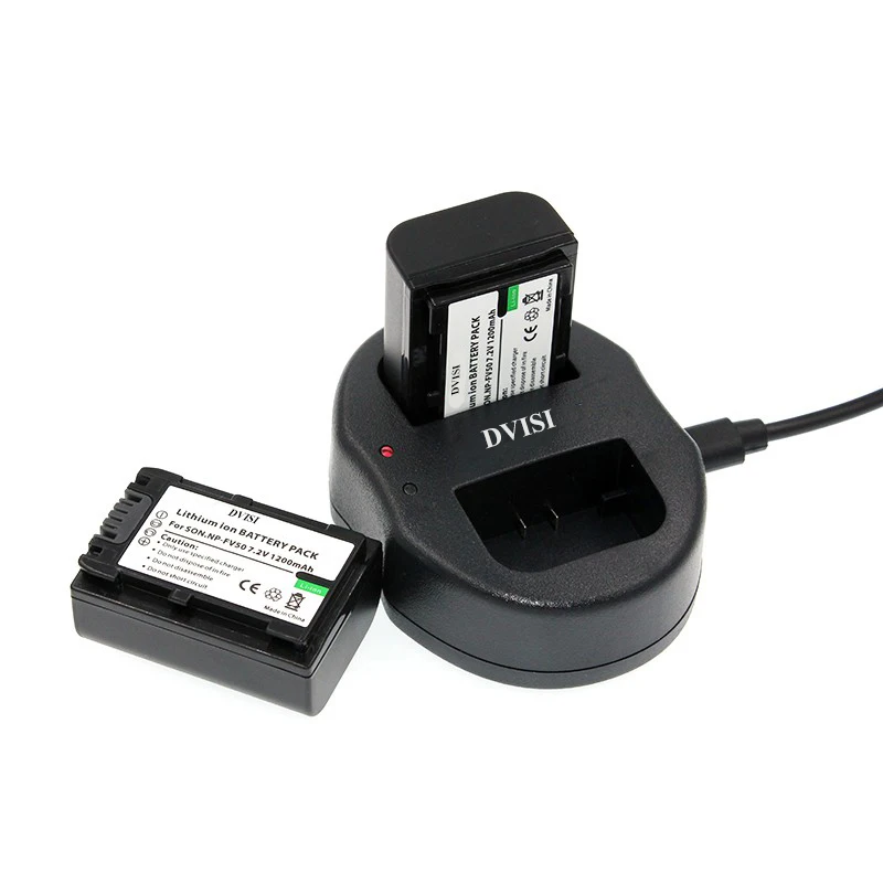 2Pcs NP-FV50 NPFV50 Battery + USB Dual Charger for Sony NP-FV30 NP-FV40 HDR-CX150E HDR-CX170 HDR-CX300 NP-FV70 NP-FV100 NP-FH50