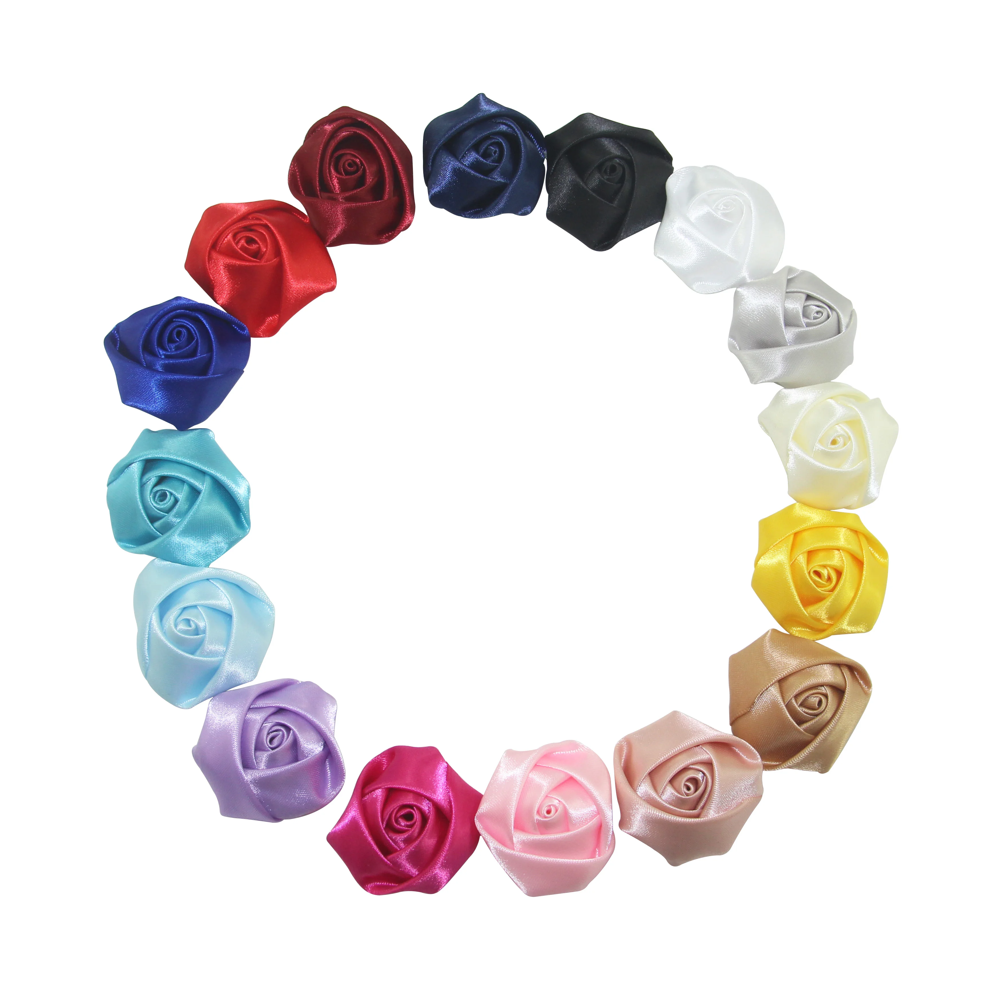 10 قطعة/حقيبة 3.5-4 سنتيمتر شريط من الساتان زهرة الحرير النسيج زهرة اليدوية DIY بها بنفسك الزفاف باقة أزهار الشعر القماش اكسسوارات